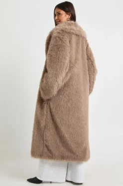 Manteau Maxi En Synthétique À Col Premium