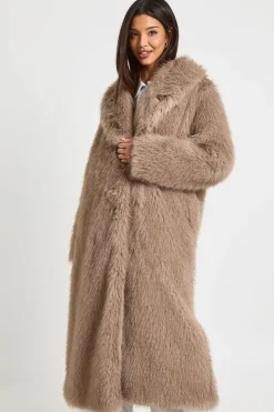 Manteau Maxi En Synthétique À Col Premium