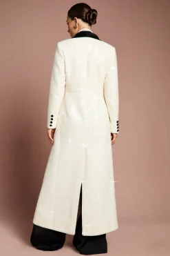 Coast Manteau Maxi en Tweed à Sequins Croisé Lisa Tan<Femme Vestes & Manteaux
