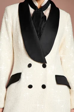 Coast Manteau Maxi en Tweed à Sequins Croisé Lisa Tan<Femme Vestes & Manteaux