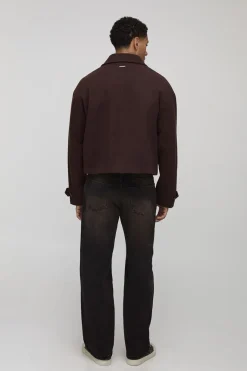 Manteau Melton court à double boutonnage