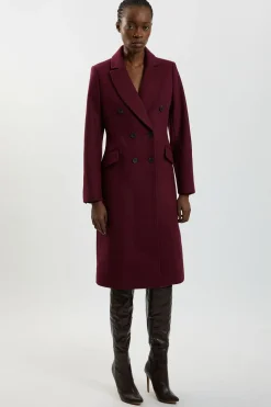 Manteau Midi Ajusté En Laine À Double Boutonnage Et Coupe Tailleur