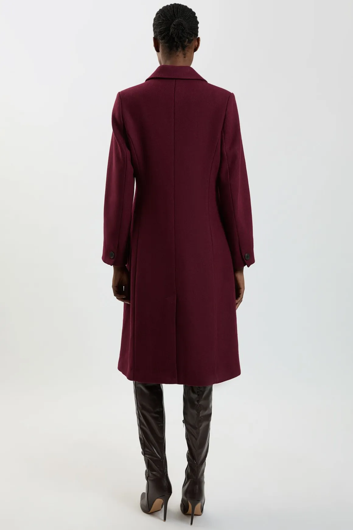 Manteau Midi Ajusté En Laine À Double Boutonnage Et Coupe Tailleur