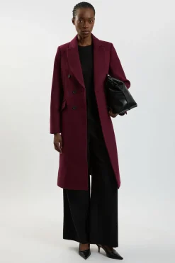 Manteau Midi Ajusté En Laine À Double Boutonnage Et Coupe Tailleur