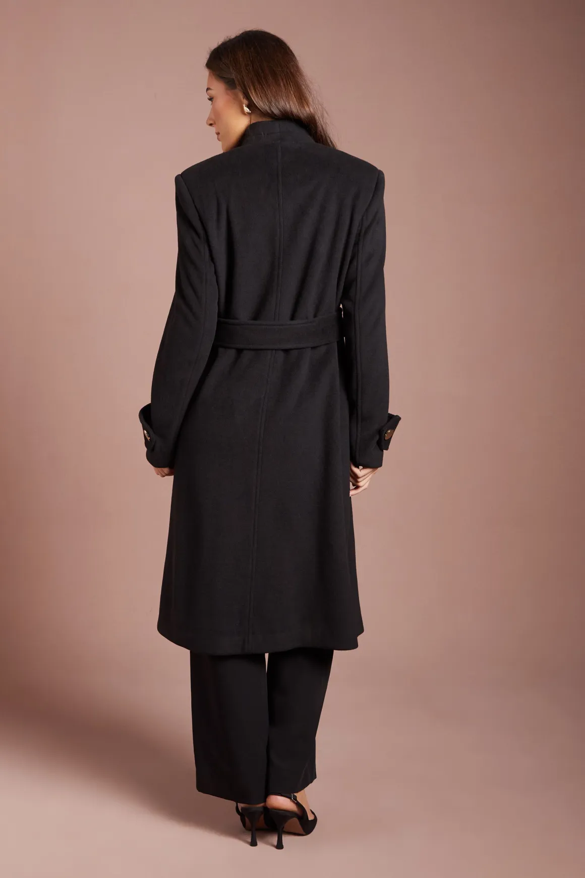 Manteau Midi Asymétrique Croisé Effet Laine