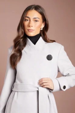 Coast Manteau Midi Asymétrique Effet Laine À Encolure Cache-cœur<Femme Vestes & Manteaux