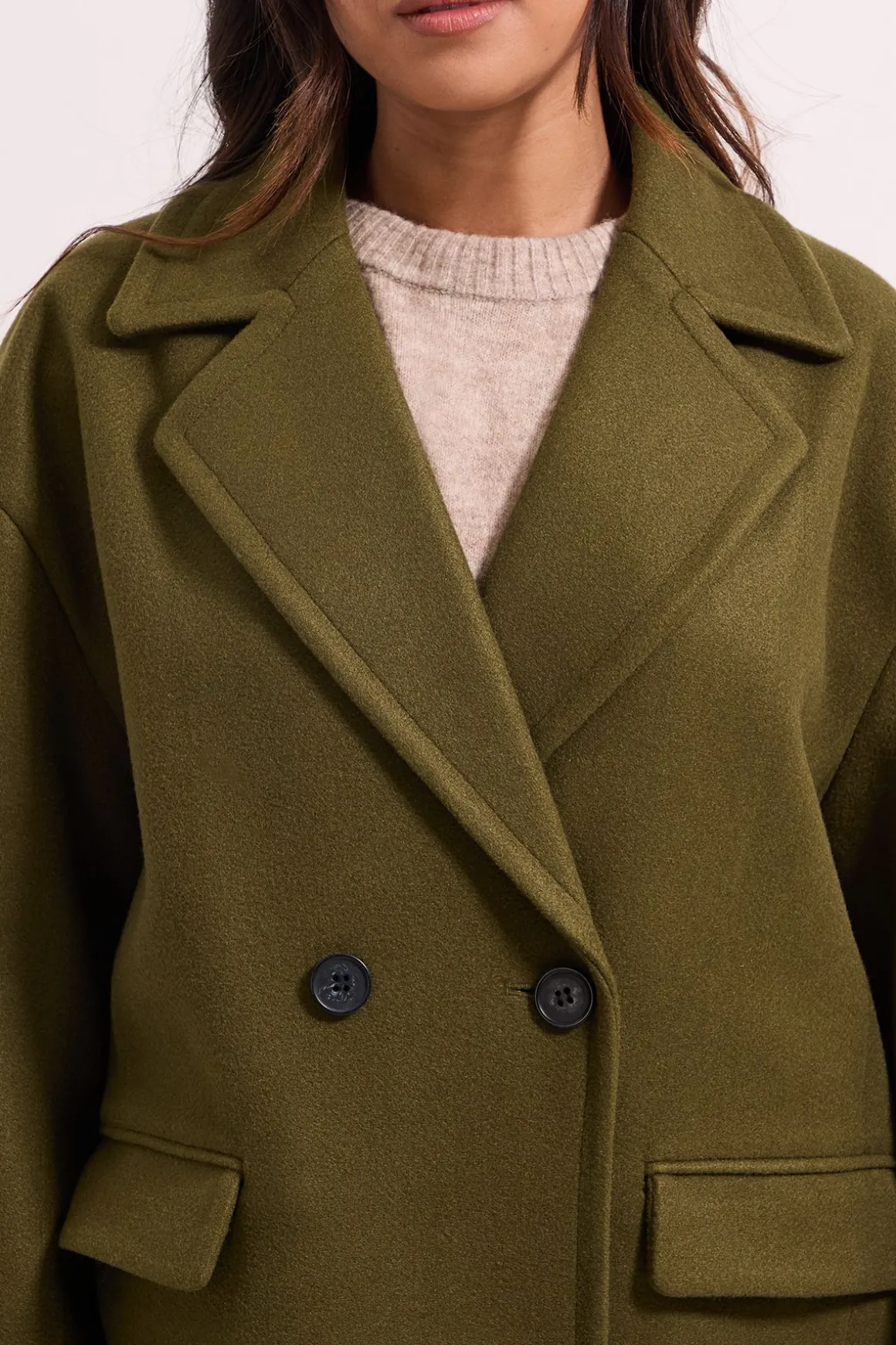 Manteau Midi Boutonné Coupe Décontractée Petite