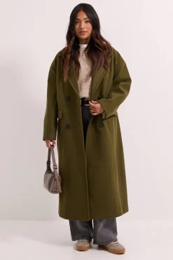 Manteau Midi Boutonné Coupe Décontractée Petite