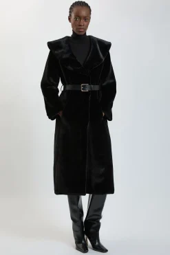 KarenMillen Manteau Midi Ceinturé À Col Surdimensionné En Synthétique<Femme Vestes & Manteaux