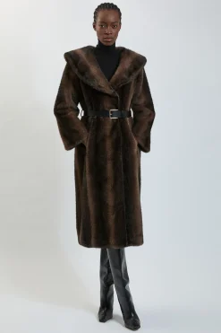 KarenMillen Manteau Midi Ceinturé À Col Surdimensionné En Synthétique<Femme Vestes & Manteaux