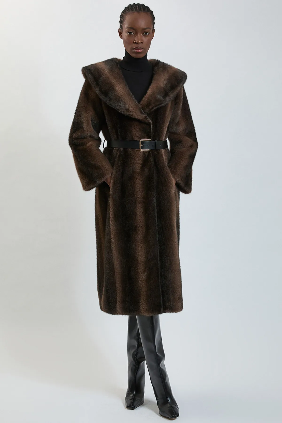KarenMillen Manteau Midi Ceinturé À Col Surdimensionné En Synthétique<Femme Vestes & Manteaux