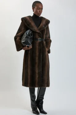 KarenMillen Manteau Midi Ceinturé À Col Surdimensionné En Synthétique<Femme Vestes & Manteaux