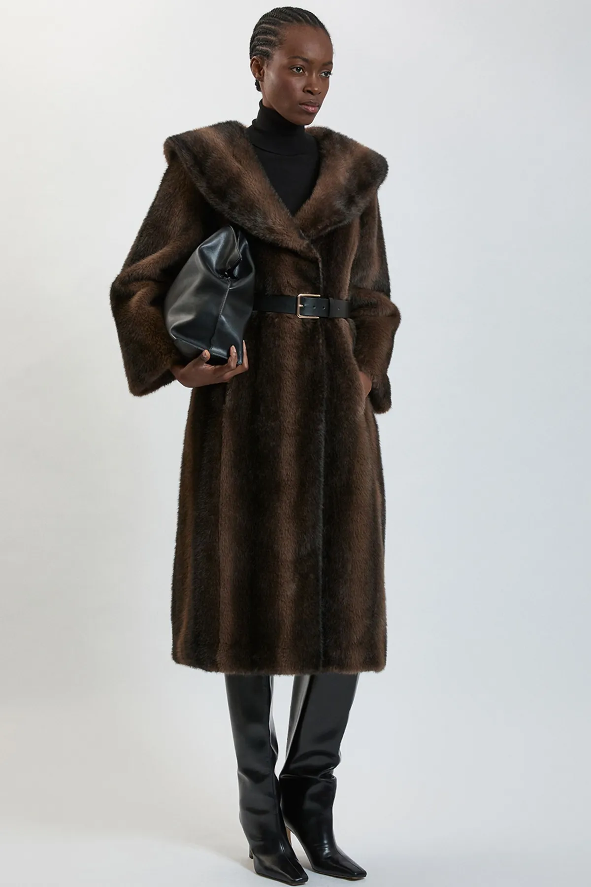 KarenMillen Manteau Midi Ceinturé À Col Surdimensionné En Synthétique<Femme Vestes & Manteaux