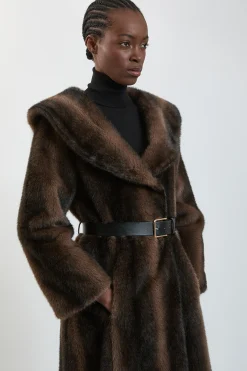 KarenMillen Manteau Midi Ceinturé À Col Surdimensionné En Synthétique<Femme Vestes & Manteaux