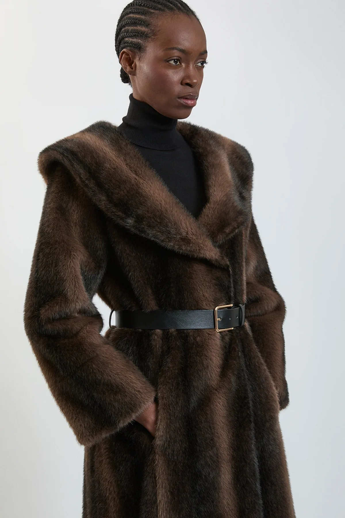 KarenMillen Manteau Midi Ceinturé À Col Surdimensionné En Synthétique<Femme Vestes & Manteaux