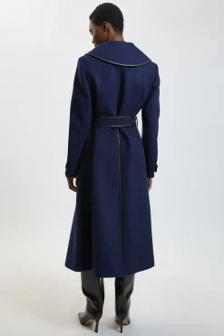 Manteau Midi Ceinturé En Laine Avec Finitions En Synthétique Petite