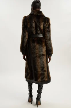 KarenMillen Manteau Midi Ceinturé à Panneaux synthétique et synthétiquecuir Petite Taille<Femme Manteaux Et Vestes D’Automne|Vestes & Manteaux