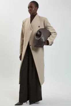 KarenMillen Manteau Midi Cintré À Col Croisé En Laine Pour Petite Taille<Femme Manteaux Et Vestes D’Automne|Vestes & Manteaux