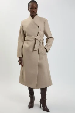 KarenMillen Manteau Midi Cintré À Col Croisé En Laine Pour Petite Taille<Femme Manteaux Et Vestes D’Automne|Vestes & Manteaux