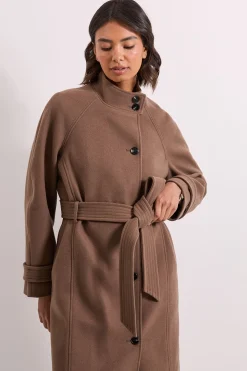 Manteau Midi Classique à Col Cheminée