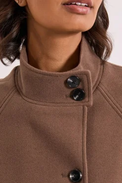Manteau Midi Classique à Col Cheminée