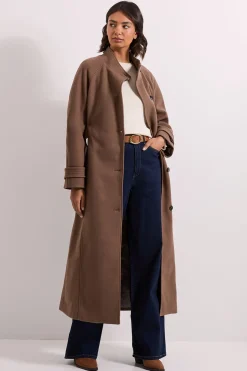 Manteau Midi Classique à Col Cheminée