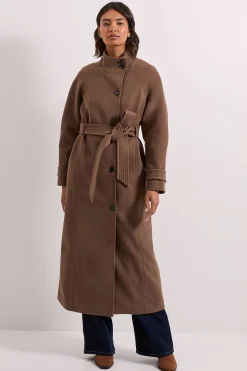 Manteau Midi Classique à Col Cheminée