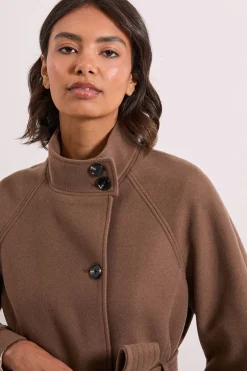 Manteau Midi Classique à Col Cheminée