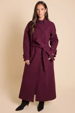 Manteau Midi Classique à Col Cheminée