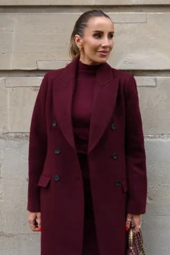 Manteau Midi Croisé Ajusté en Laine