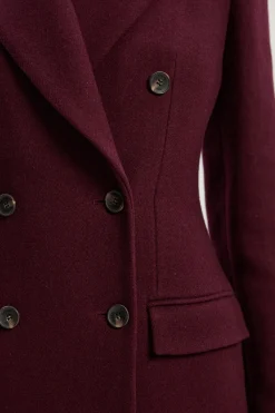 Manteau Midi Croisé Ajusté en Laine