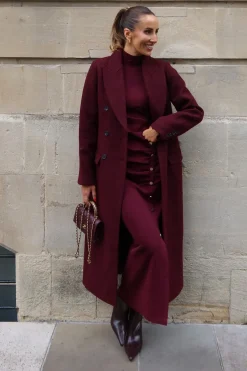 Manteau Midi Croisé Ajusté en Laine