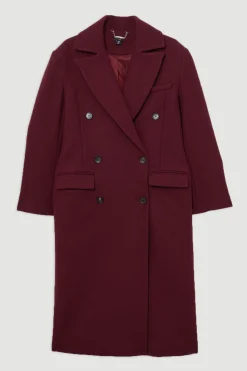 Manteau Midi Croisé Ajusté en Laine