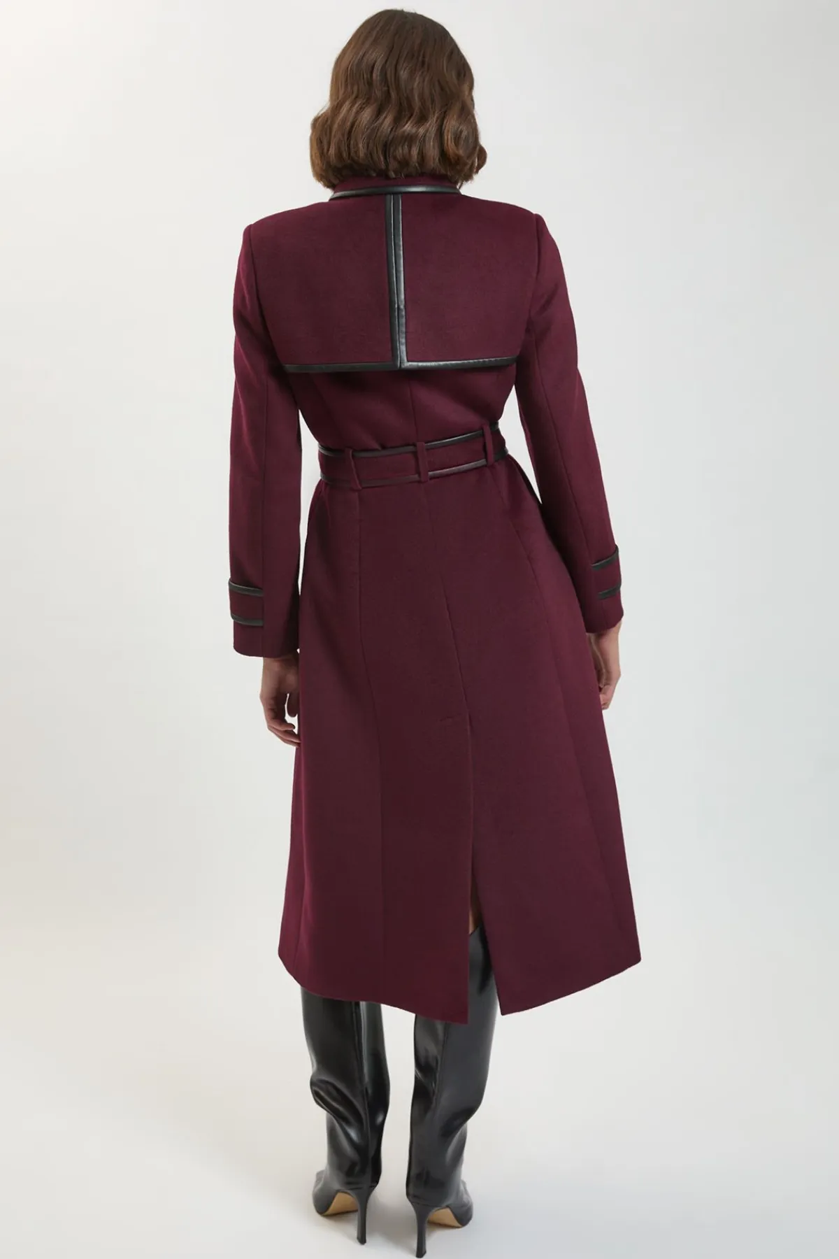 KarenMillen Manteau Midi Croisé Cintré en Laine Brossée avec Finitions synthétique<Femme Tailleurs|Manteaux Et Vestes D’Automne