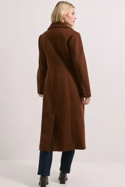 Manteau Midi Croisé Simple avec Détails Contrastés