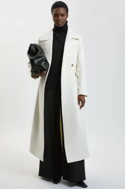 Manteau Midi En Laine Avec Jupe Évasée Structurée