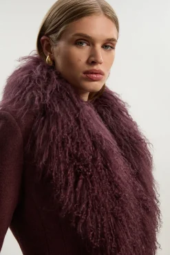 KarenMillen Manteau Midi en Laine à Double Boutonnage avec Col Amovible Ajusté<Femme Tailleurs|Manteaux Et Vestes D’Automne