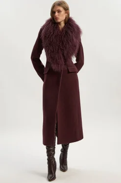 KarenMillen Manteau Midi en Laine à Double Boutonnage avec Col Amovible Ajusté<Femme Tailleurs|Manteaux Et Vestes D’Automne