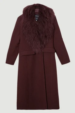 KarenMillen Manteau Midi en Laine à Double Boutonnage avec Col Amovible Ajusté<Femme Tailleurs|Manteaux Et Vestes D’Automne
