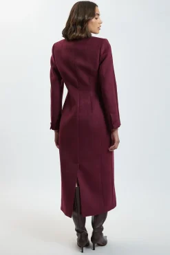 KarenMillen Manteau Midi En Mélange De Laine Brossée Et Satin<Femme Vestes & Manteaux|Satin Et Dentelle