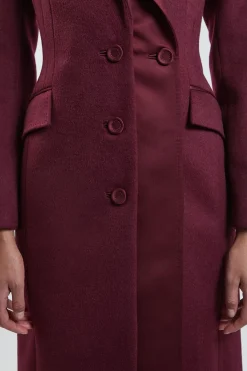 KarenMillen Manteau Midi En Mélange De Laine Brossée Et Satin<Femme Vestes & Manteaux|Satin Et Dentelle