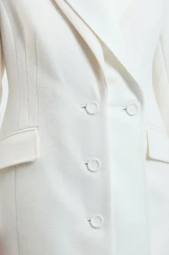 Manteau Midi En Mélange De Laine Brossée Et Satin Contrasté