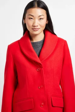 Manteau Midi Petite à Col Cheminée et Boutonnage Simple