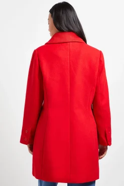 Manteau Midi Petite à Col Cheminée et Boutonnage Simple