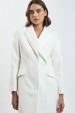 Manteau Midi Petite En Mélange De Laine Brossée Et Satin