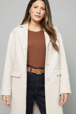 Wallis Manteau Midi Texturé à Simple Boutonnage<Femme Manteaux Et Vestes D’Automne|Vestes & Manteaux