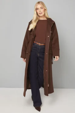 Manteau Militaire Ceinturé à Col Structuré avec Boutons