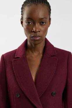 Manteau Mi-long Ajusté Croisé En Laine Petite Taille