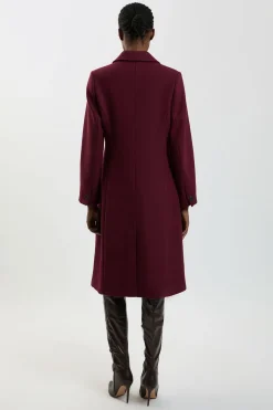 Manteau Mi-long Ajusté Croisé En Laine Petite Taille