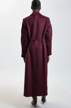 KarenMillen Manteau Mi-long Ajusté En Laine Jupe Ample Détail Satin<Femme Vestes & Manteaux|Satin Et Dentelle